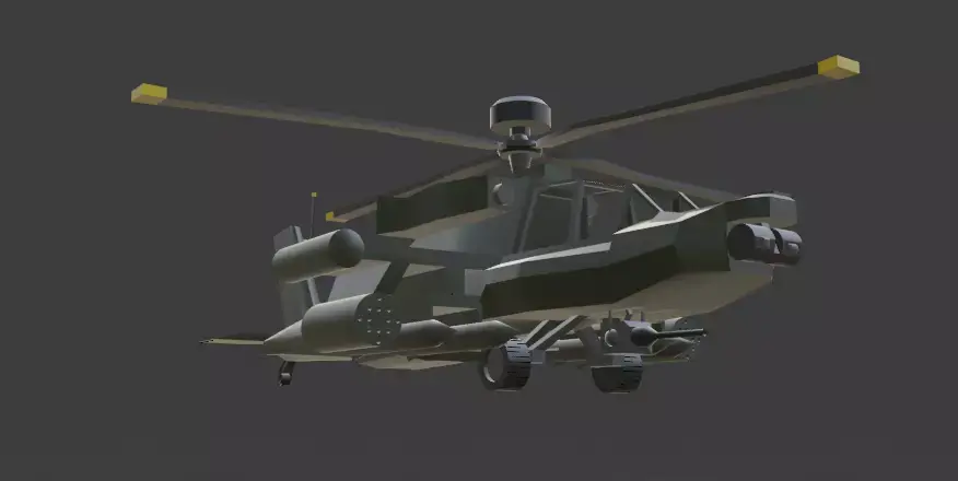 Ah-64 With Ringing animation Low-poly 3D model