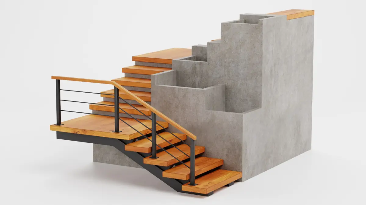 Staircase Corner with Pots 3D model