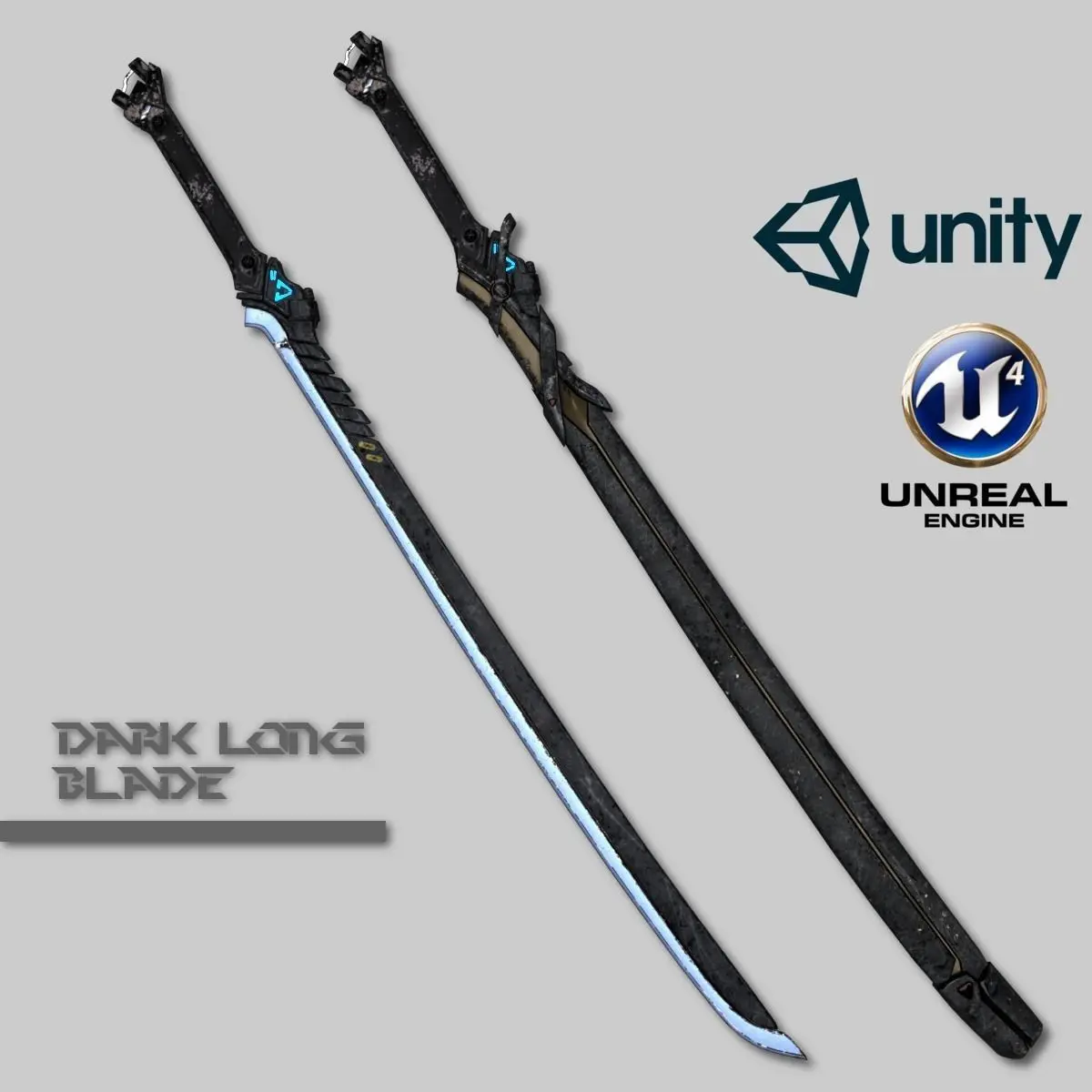 Dark Long Blade Low-poly 3D model