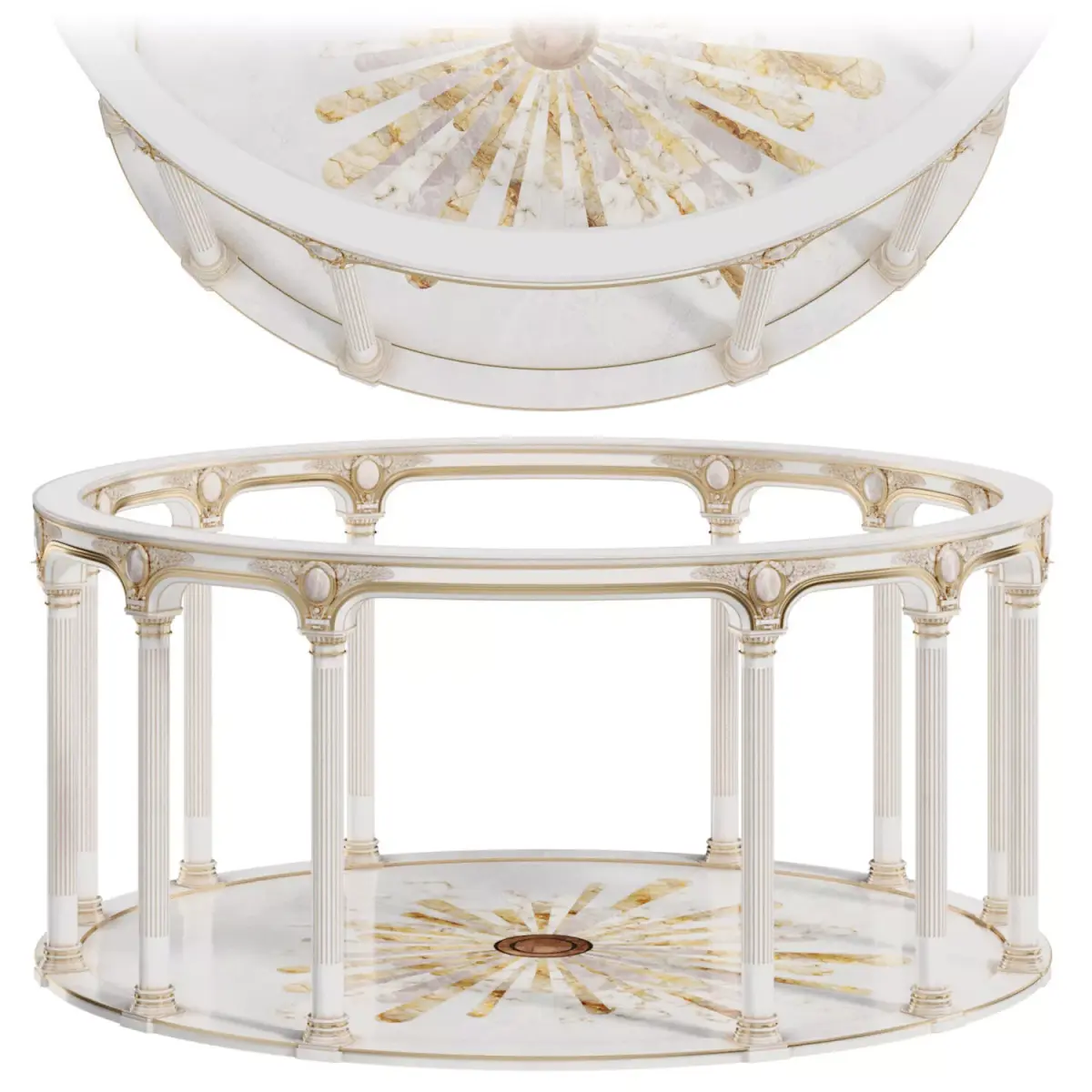 Luxury Classical Rotunda Pavilion  Ornate Columns Marble Floor 3D model