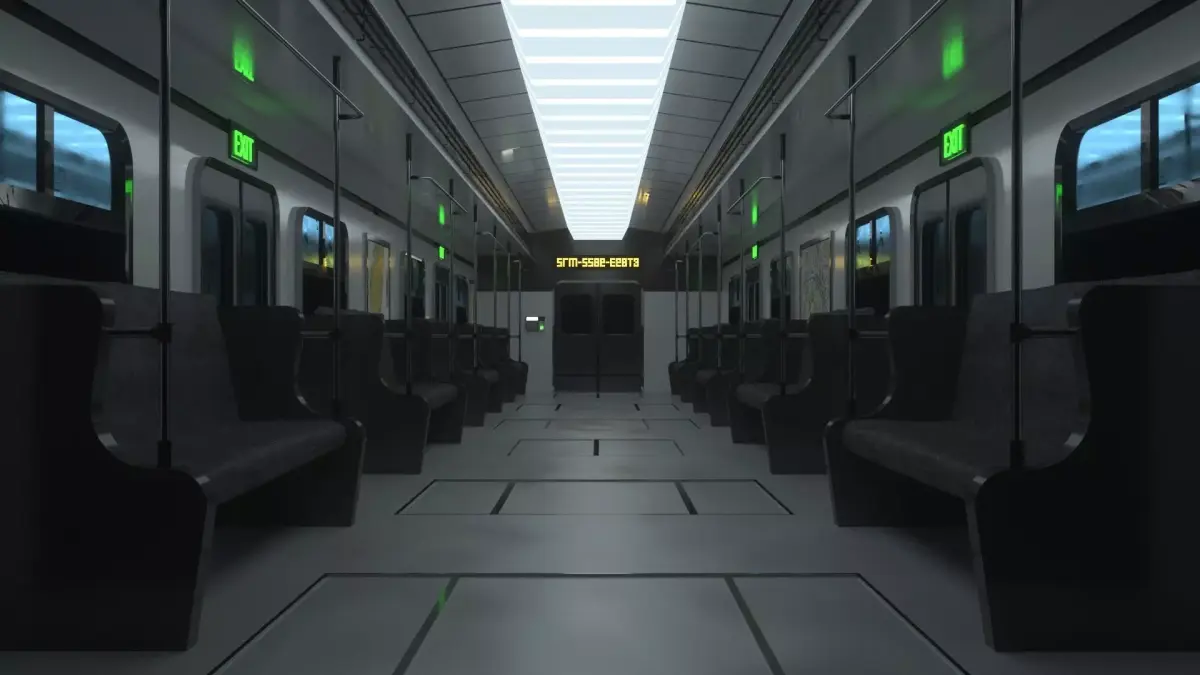 Subway Modern Train Interior with Leather Seats 3D model