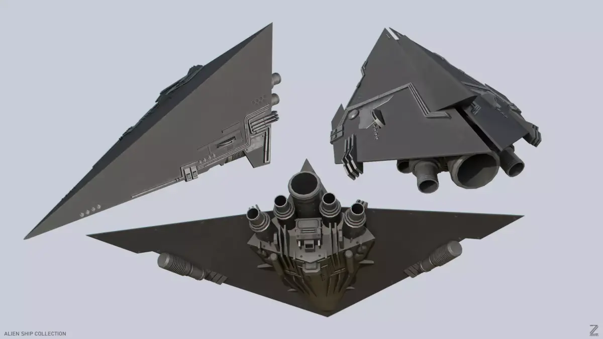 Alien ship collection 3D Model Pack