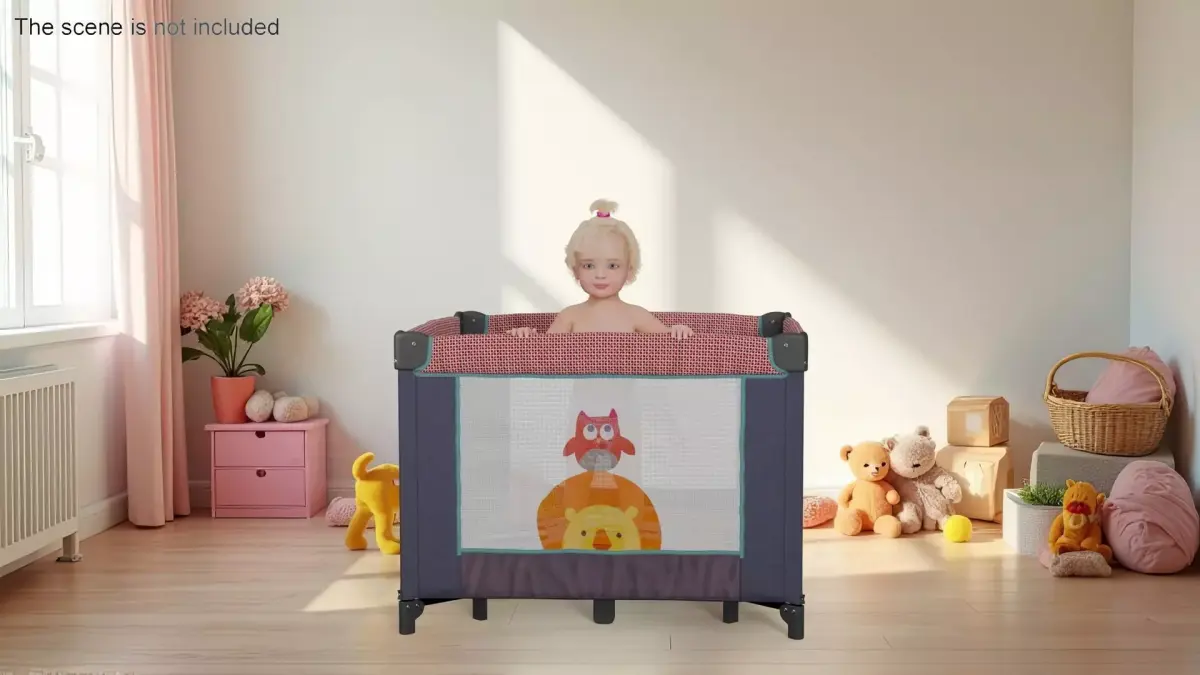 Little Girl in Textile Playpen 3D model