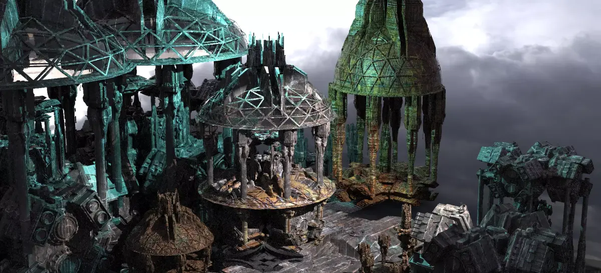 Dark Elven Extended Sci-Fi City Domes Bases  Kit bash  3D model