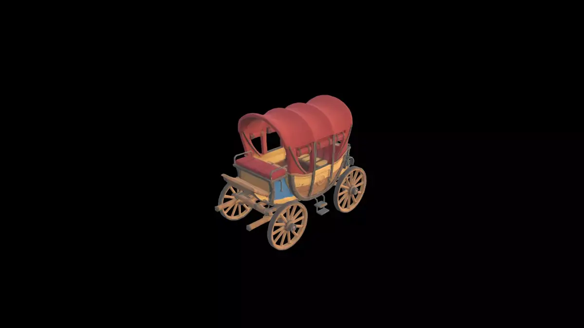 Low Poly Stylized Royal Fantasy Stagecoach - PBR Low-poly 3D model