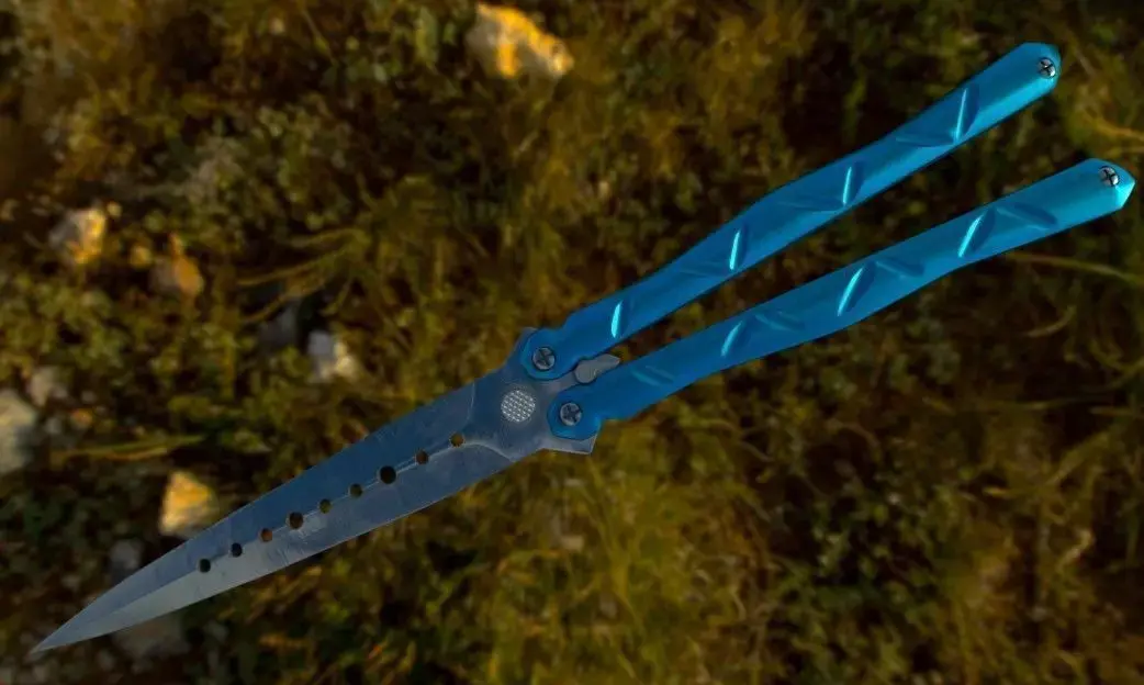 Butterfly knife Low-poly 3D model 5