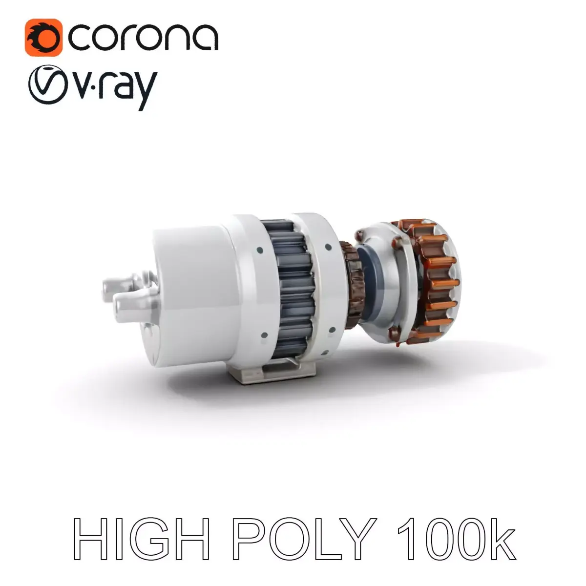 Detailed Electric Motor Model Pack for Gaming and Simulation Low-poly 3D model