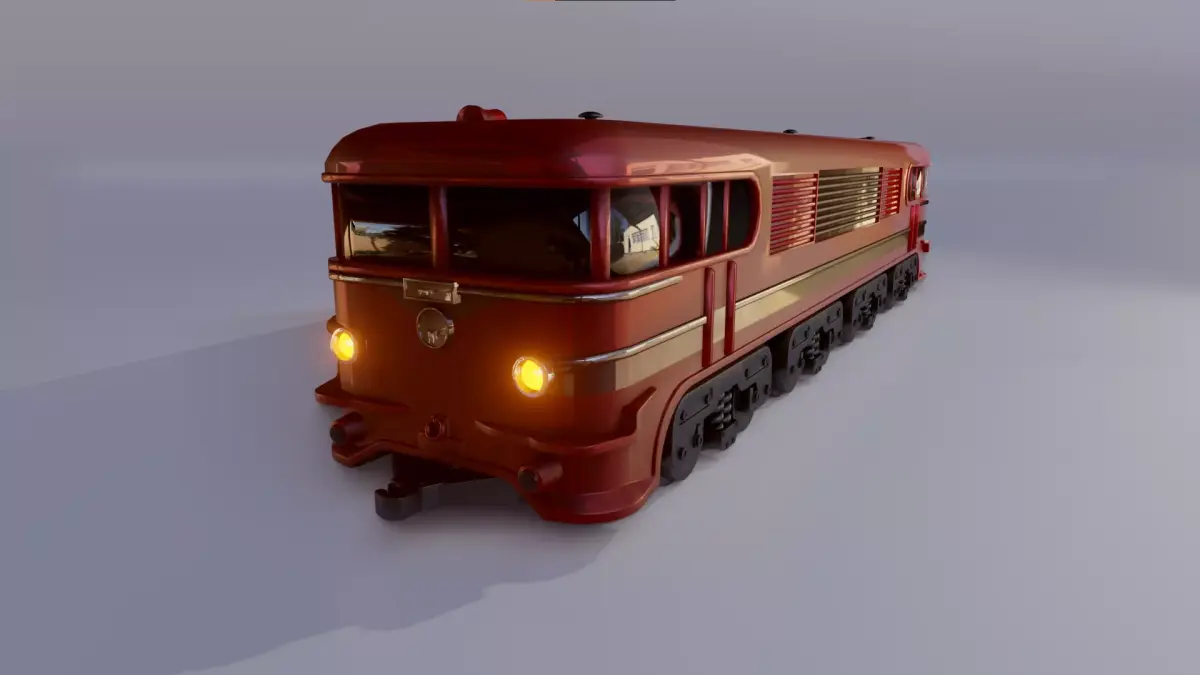 old red train sncf blender 3D model