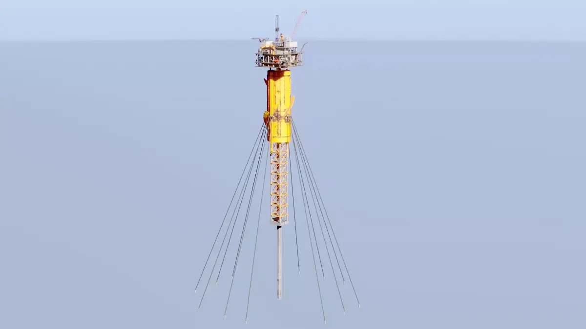 Aged SPAR Leg Oil Rig Low-poly 3D model