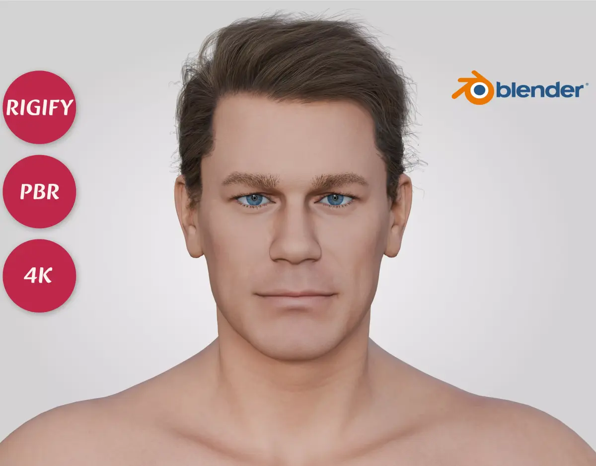 John Cena - American Celebrity Actor WWE - Side Part Hairstyle Low-poly 3D model