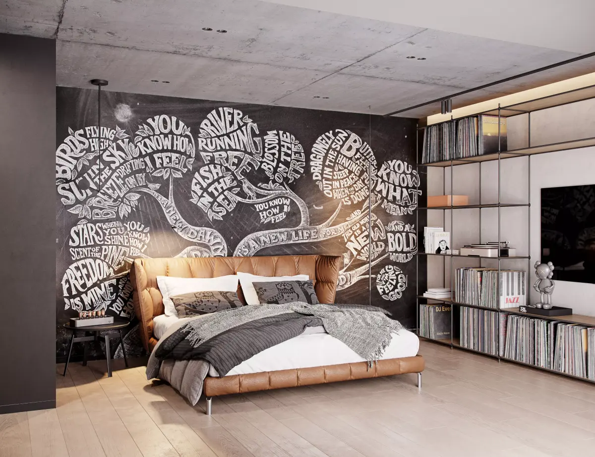 Bedroom Industrial Interior Scene 3D model