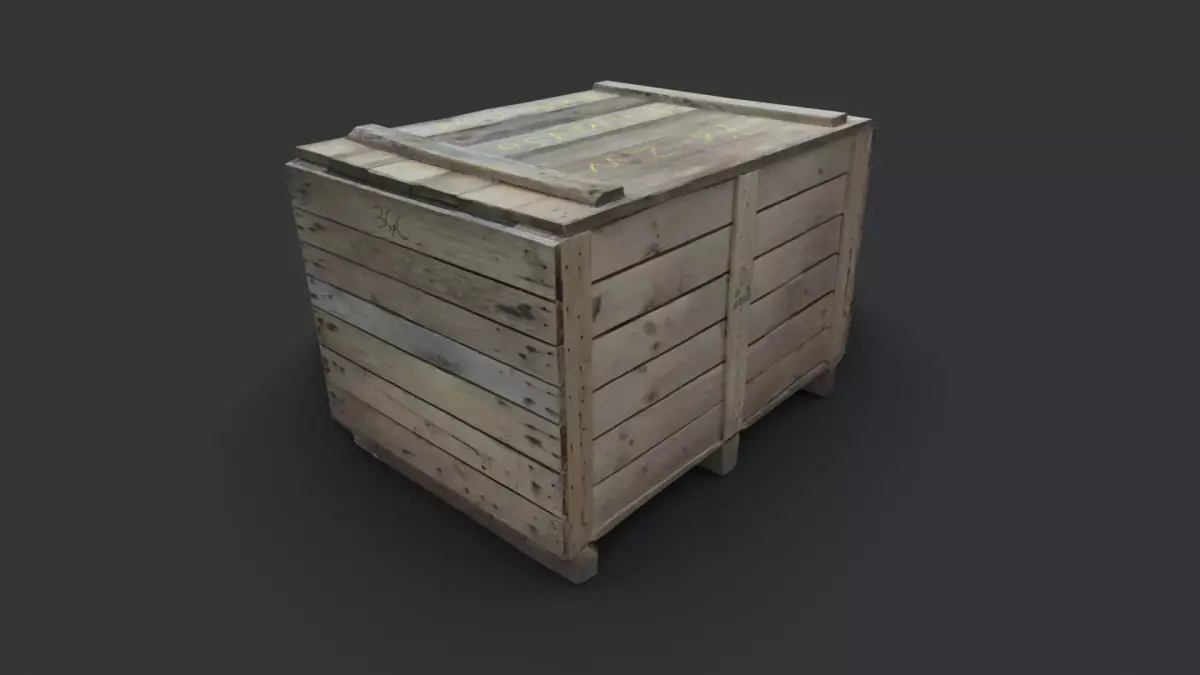 wooden box Low-poly 3D model 12