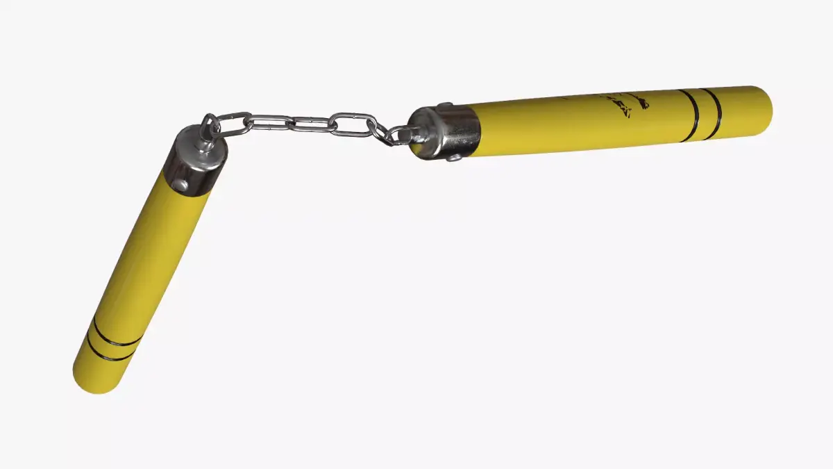 Nunchaku Bruce Lee in yellow Low-poly 3D model