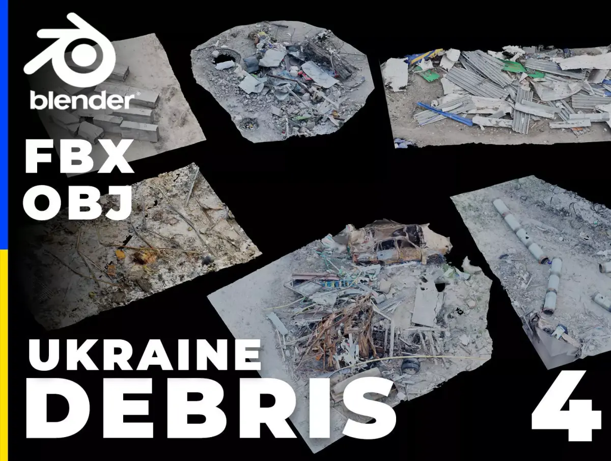 USCANS Ukraine Debris set 4 Low-poly 3D model