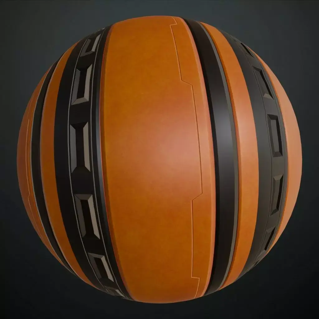 Orange Stylized Sci-Fi Wall PBR Seamless Texture