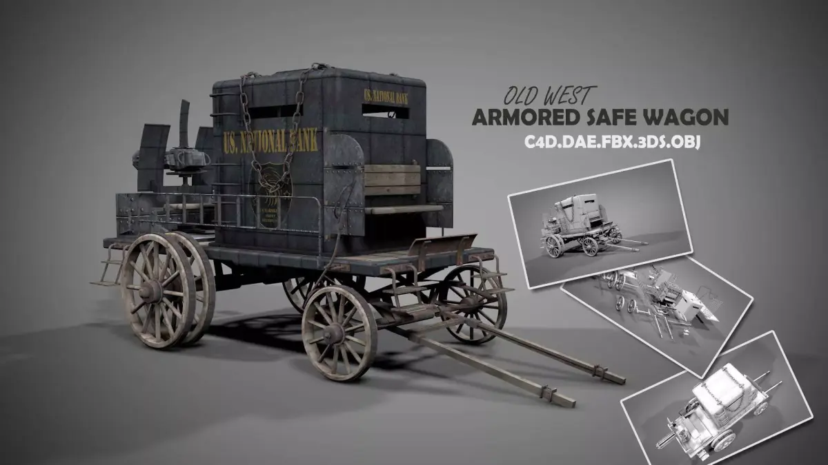 Old West Armored Safe Wagon 3D model