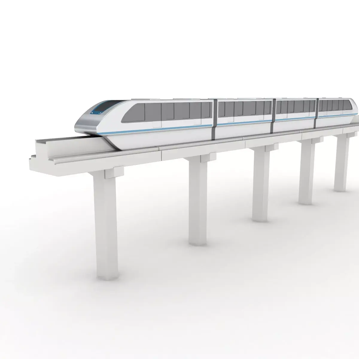 Monorail futuristic high-speed train 3D model