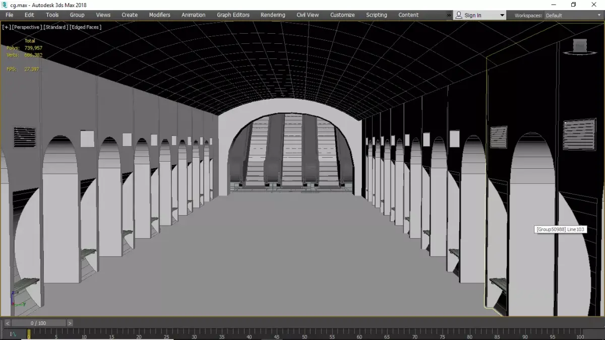 Russian Metro station model Low-poly 3D model