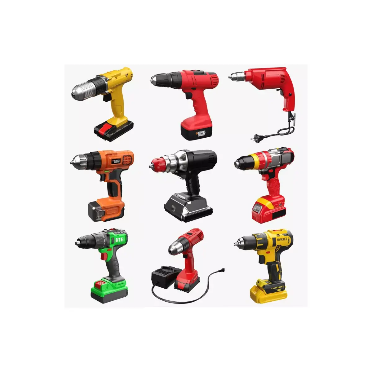 Hand Drill Collection I 9 in 1 3D Model Pack