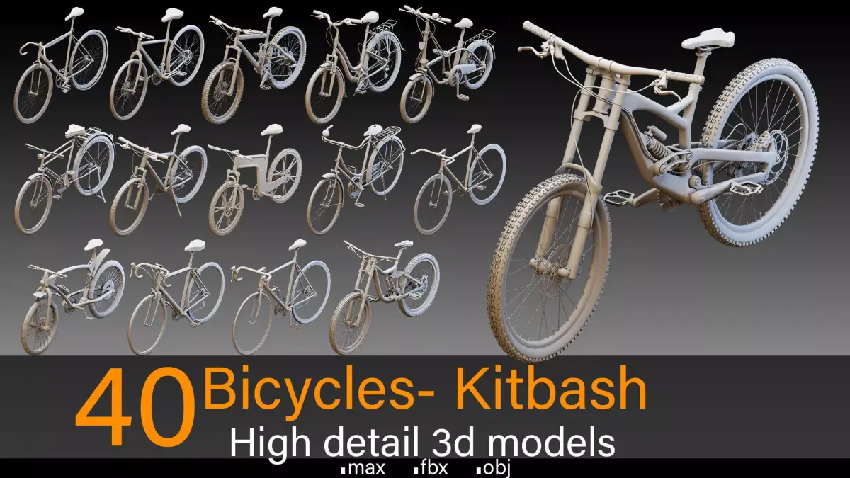 40 Bicycles- Kitbash- High detail 3d models 3D model