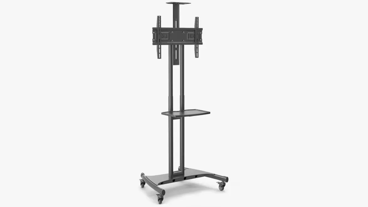 Mobile TV Stand with Shelf Black 3D model