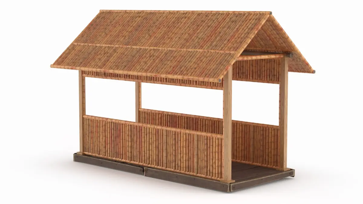 Tropical Bamboo Covered Footbridge 3D model
