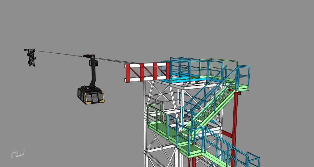 Rope way Detailed 3D model