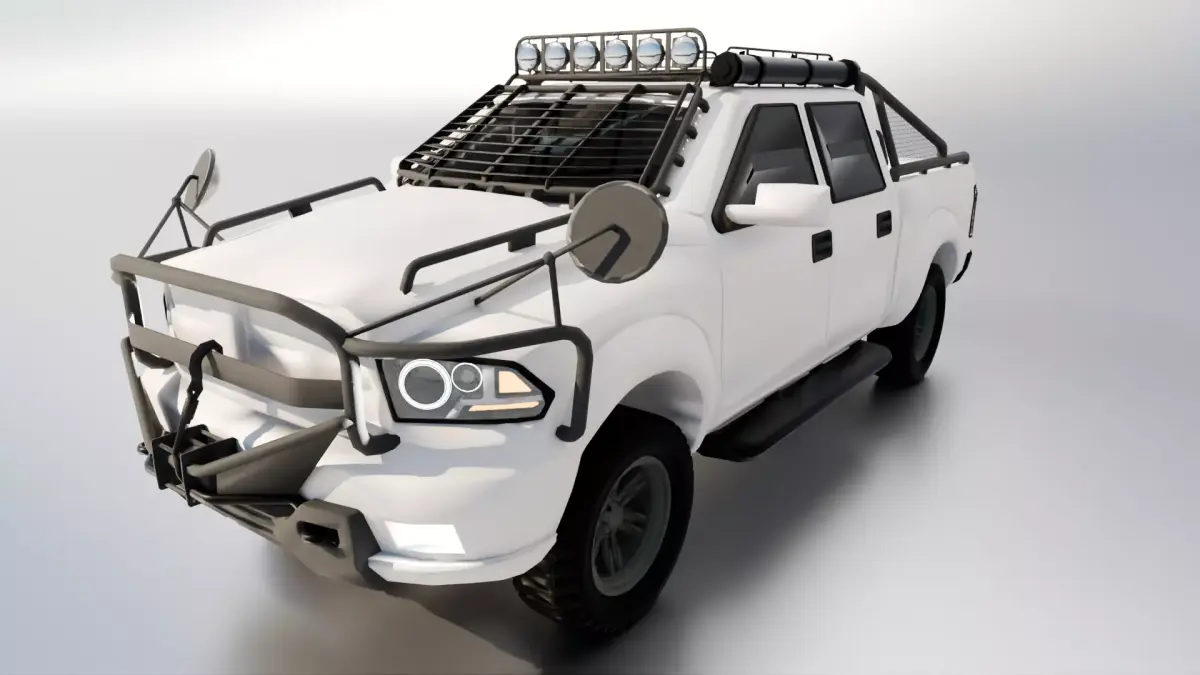 Realistic Off Road Pickup Truck 3D Model High Quality Tactical 3D model