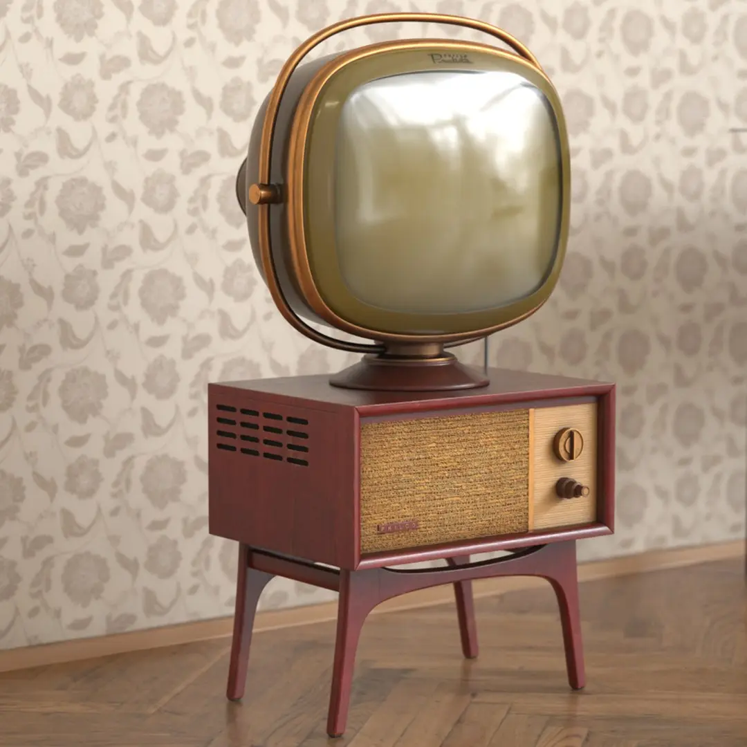 Vintage Philco Predicta Television with Stand Mahogany Brown Old 3D model