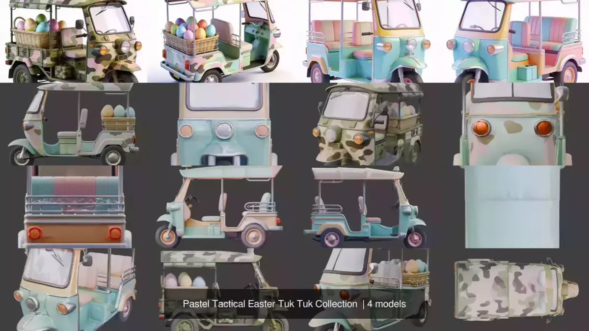Pastel Tactical Easter Tuk Tuk Collection  3D Model Pack