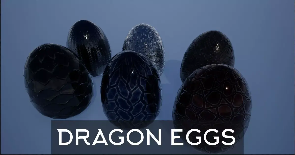 Lowpoly Whole and Hatched Dragon-Creature Eggs Low-poly 3D model