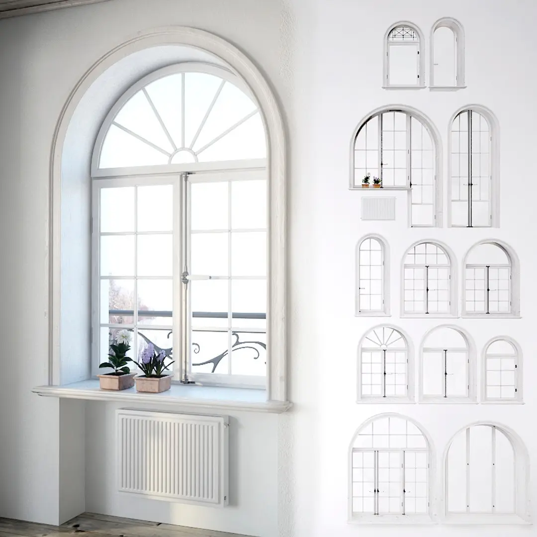 Classic arched windows set 3D model