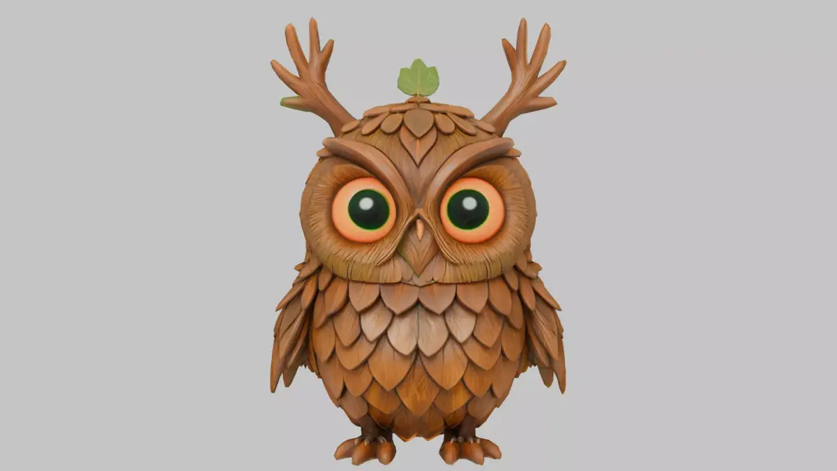 Pinecone Owl Low-poly 3D model