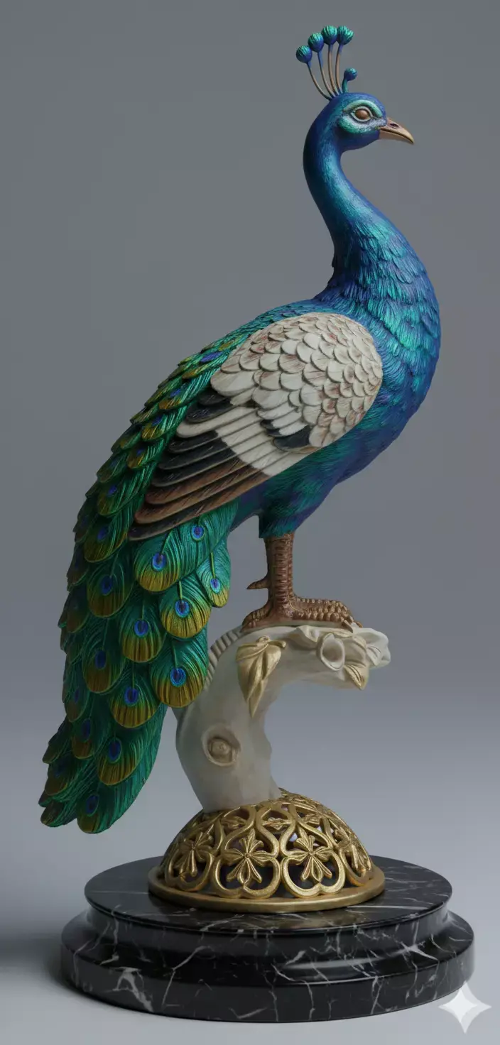 Realistic Peacock Bird  Iridescent Feathers PBR Game Ready Low-poly 3D model