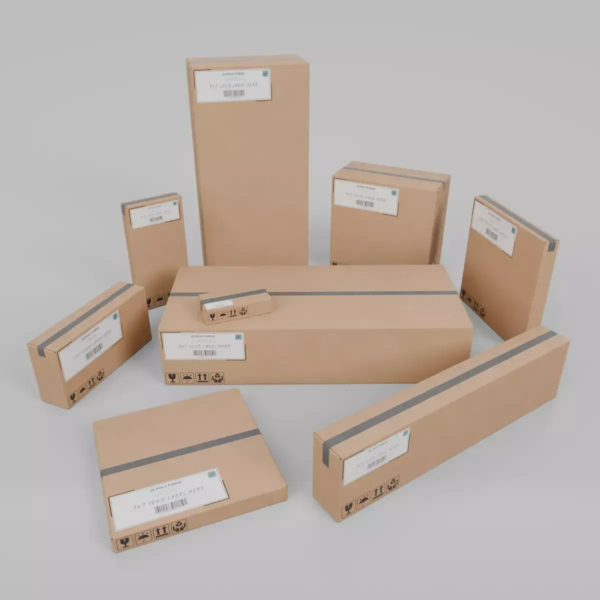 Mega Shipping Box Set - Rigged and Customizable 3D Model Pack