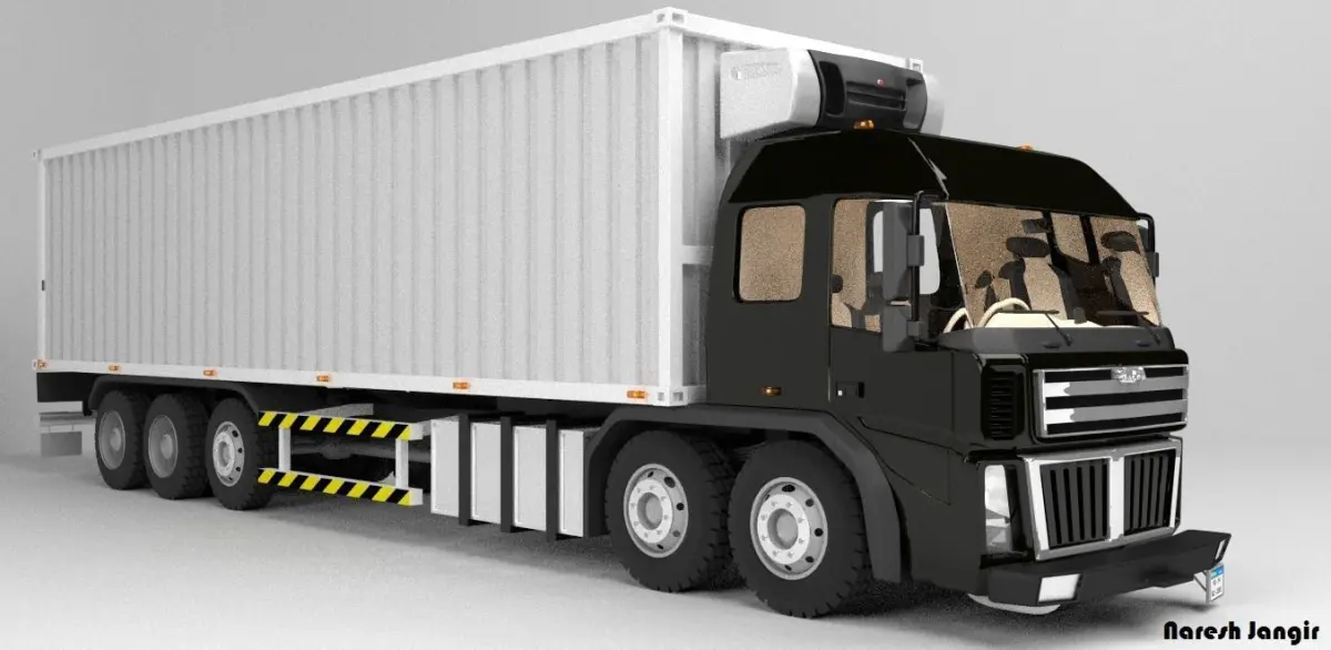 Straight Box Truck Low-poly 3D model