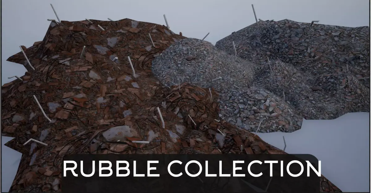 Stone-Brick Rubble Piles Collection 3D Model Pack purchase