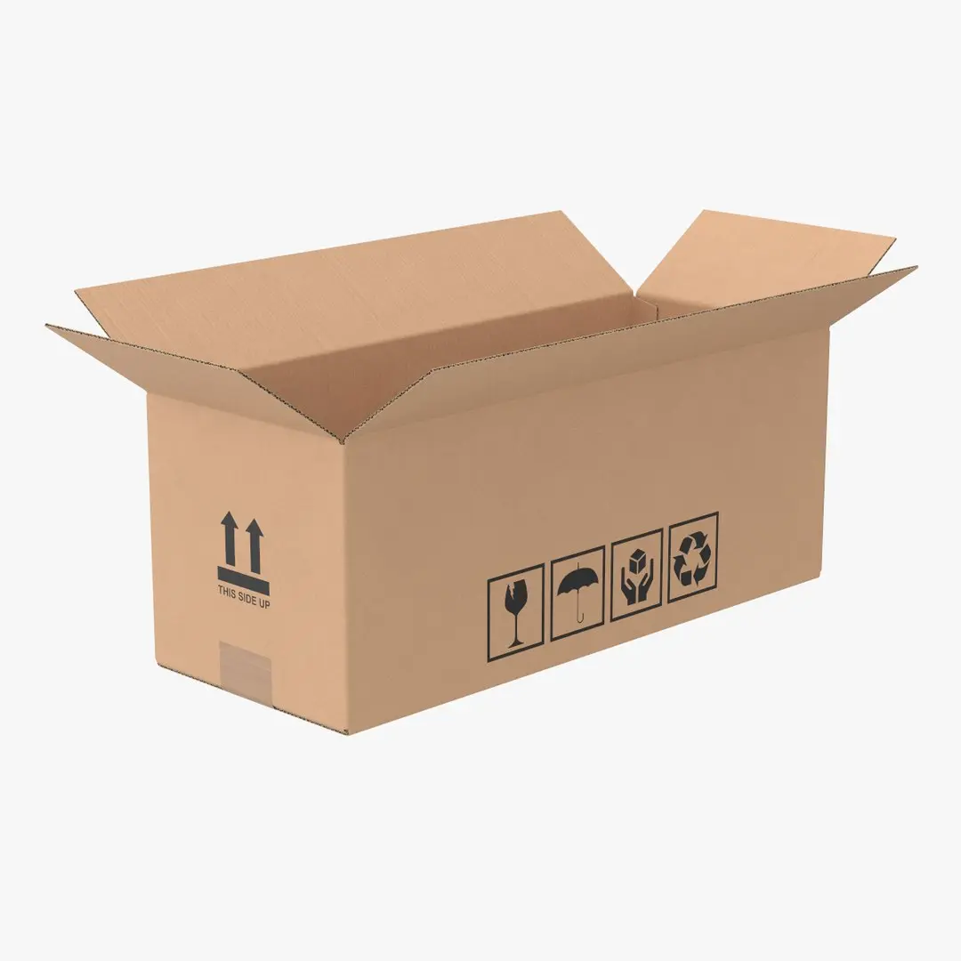 Cardboard Box 50x20x20 Half Open 3D model