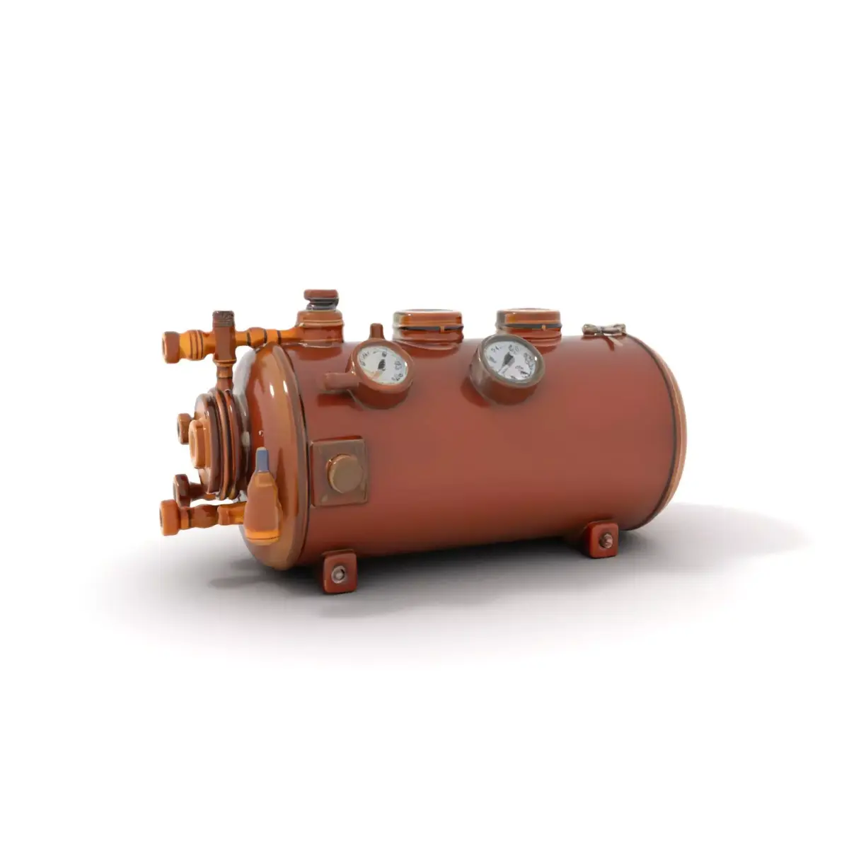 Steampunk Vintage Boiler Model Pack with Detailed Gauges Low-poly 3D model
