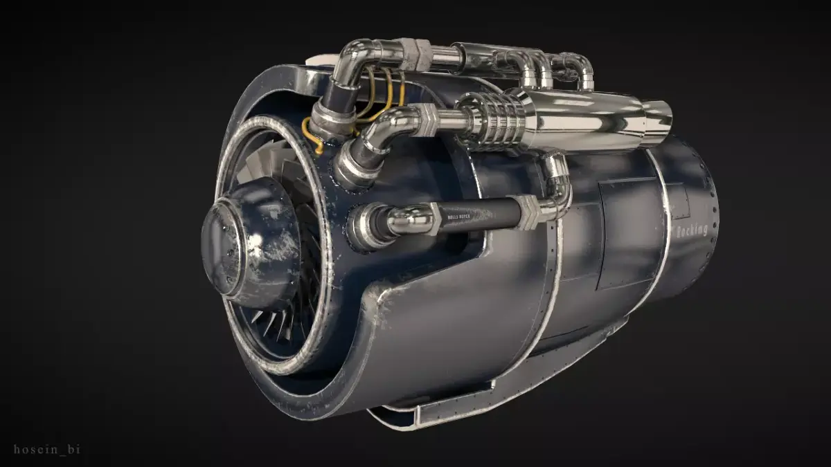 jet engine Low-poly 3D model