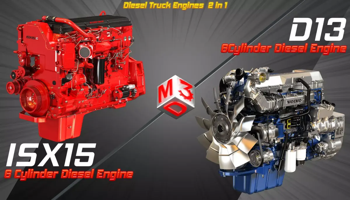 ISX15 - D13 Engines - 6Cylinder Truck Diesel Engines  2 in 1 3D Model Pack purchase