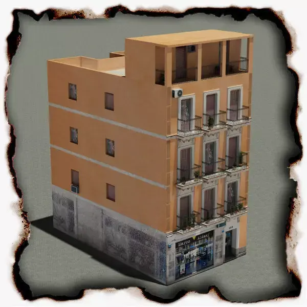 Building with balconies and balconies Low-poly 3D model purchase