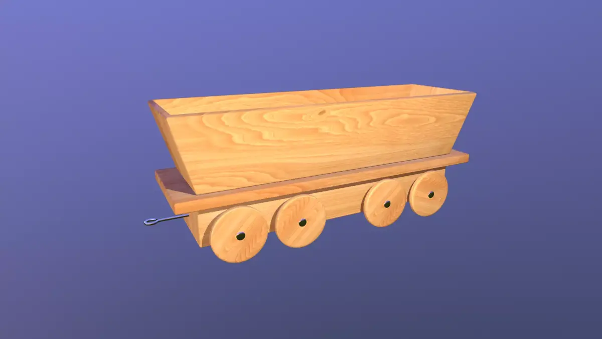Wooden Toy Train - Container Wagon 002 Low-poly 3D model
