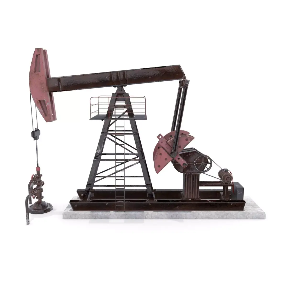Oil Pumpjack Animated Weathered 2 Low-poly 3D model