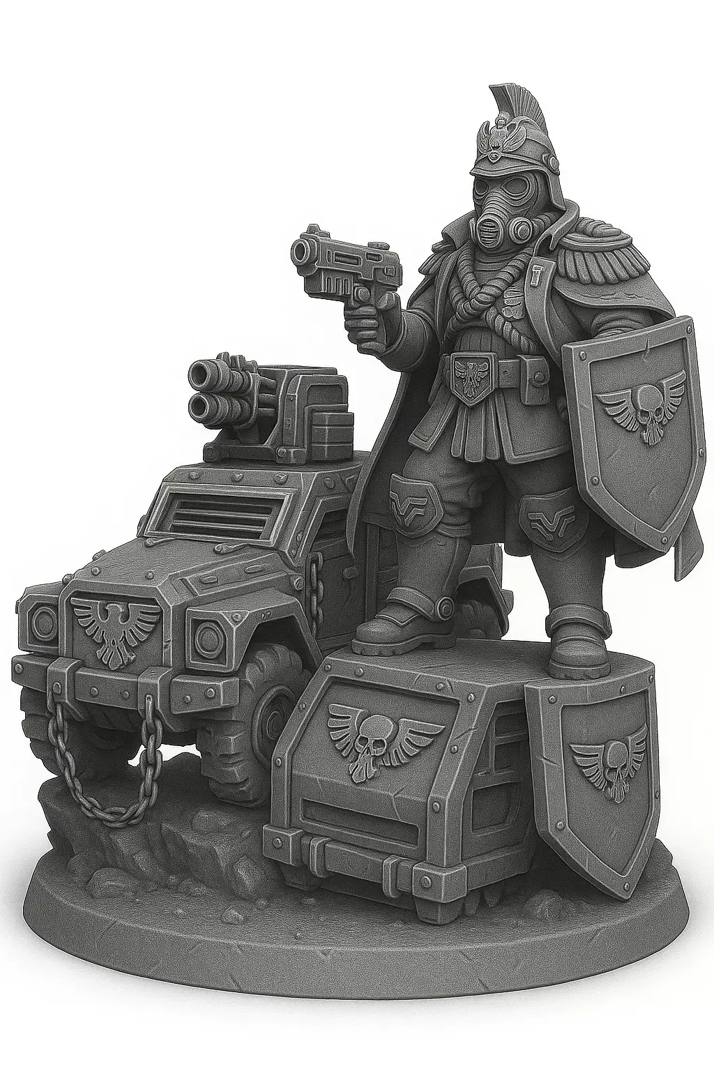 Marshal Wilhelm with Armoured Car - Valour Korps  3D model