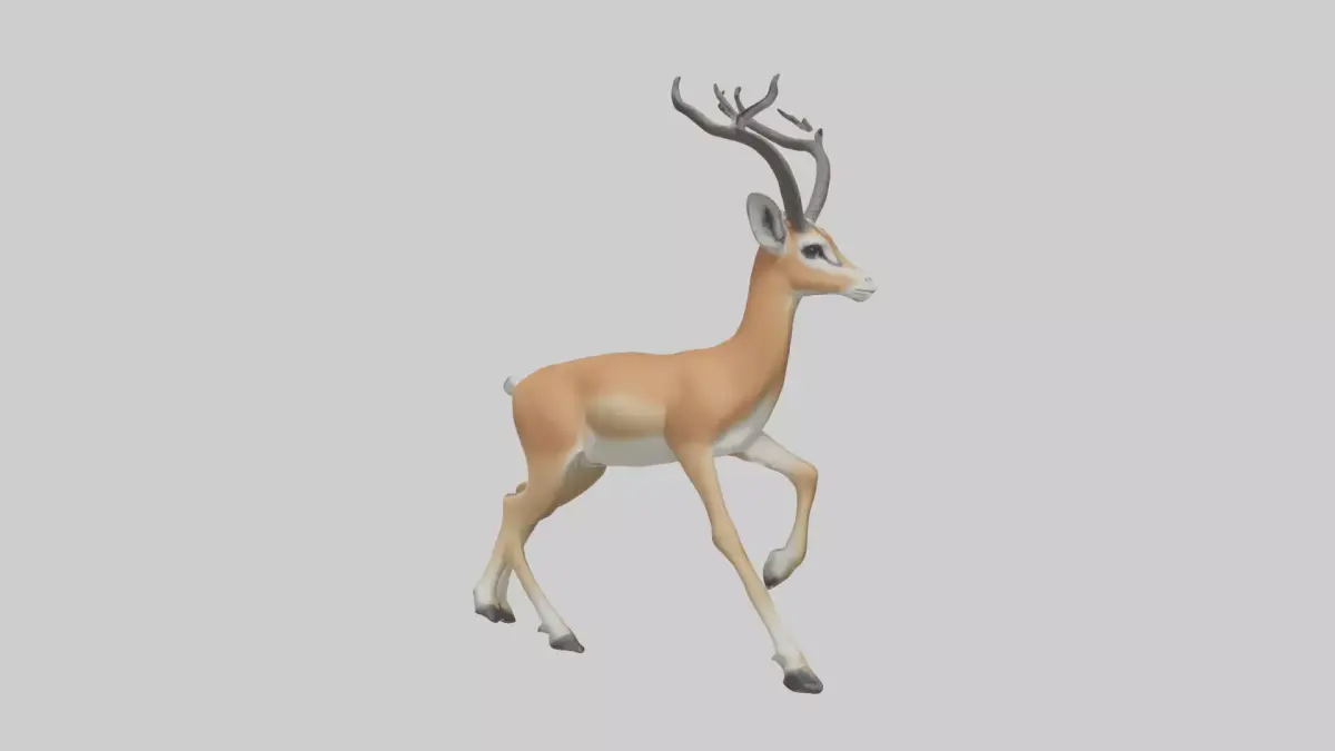Gazelle bounding model Low-poly 3D model
