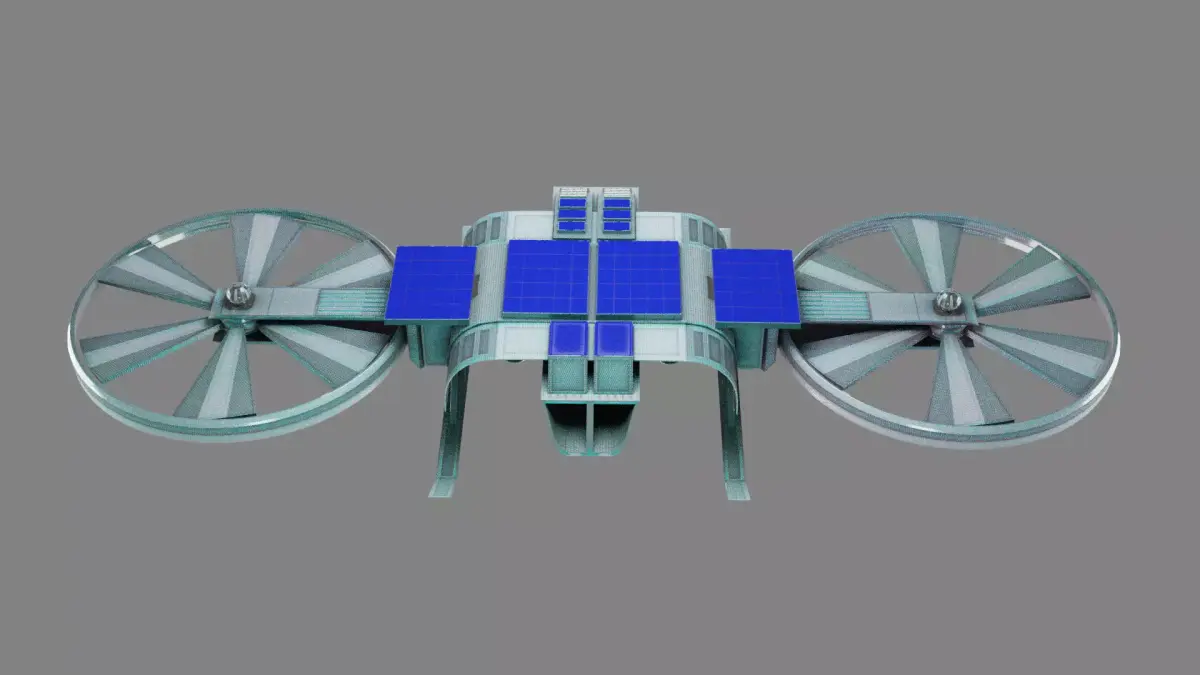 Drone V solar powered wheeled vehicle Low-poly 3D model