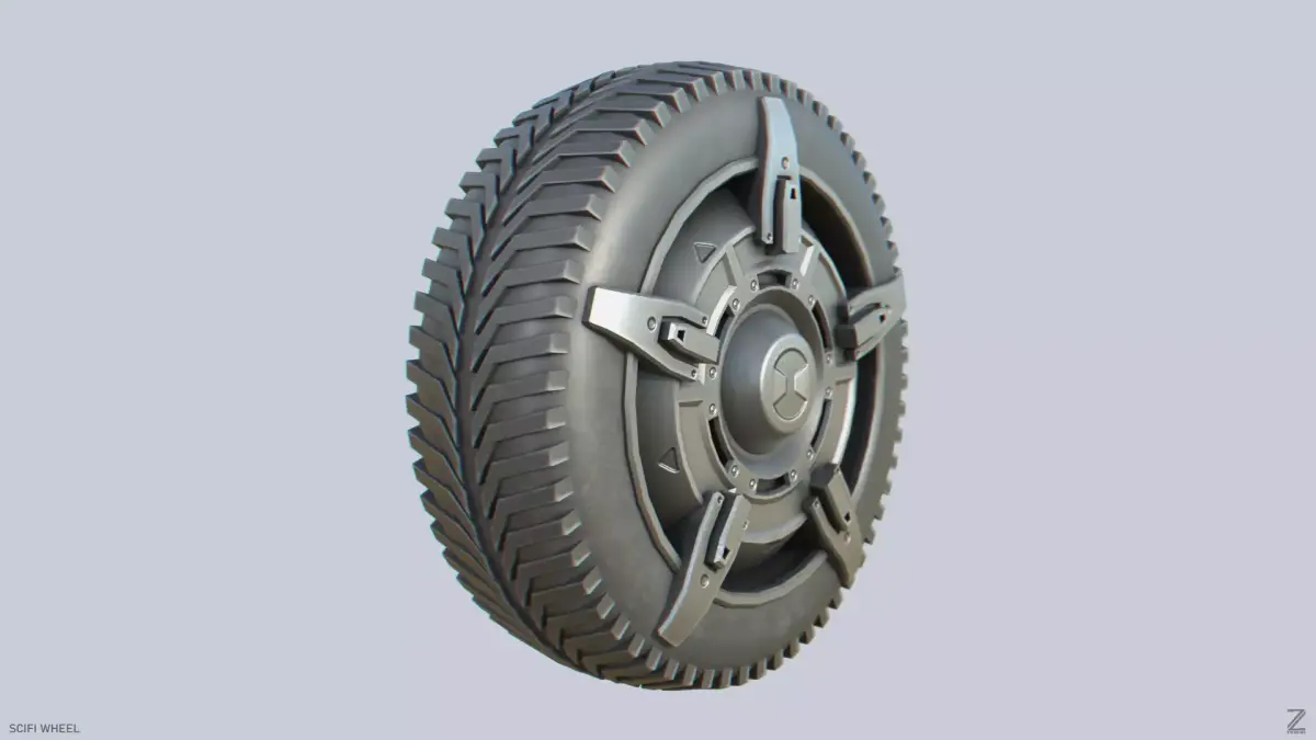 Scifi wheel Low-poly 3D model