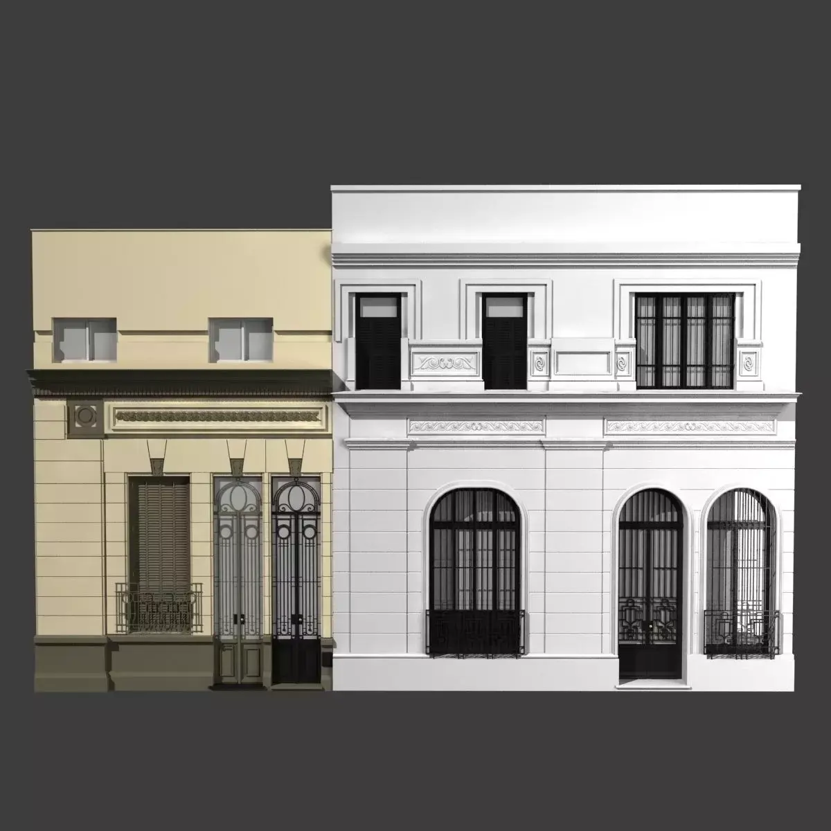 Classic building facade at Buenos Aires 3D model