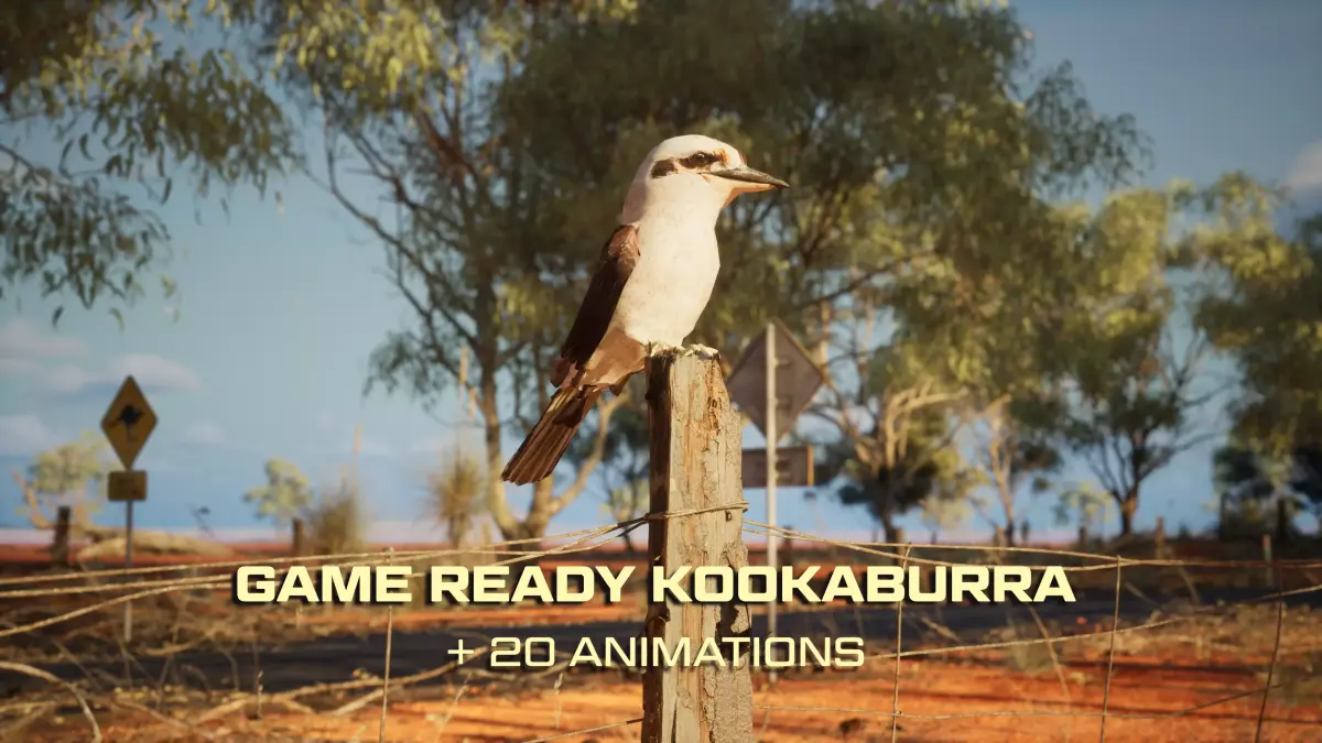 Game Ready Kookaburra with Animations Low-poly 3D model